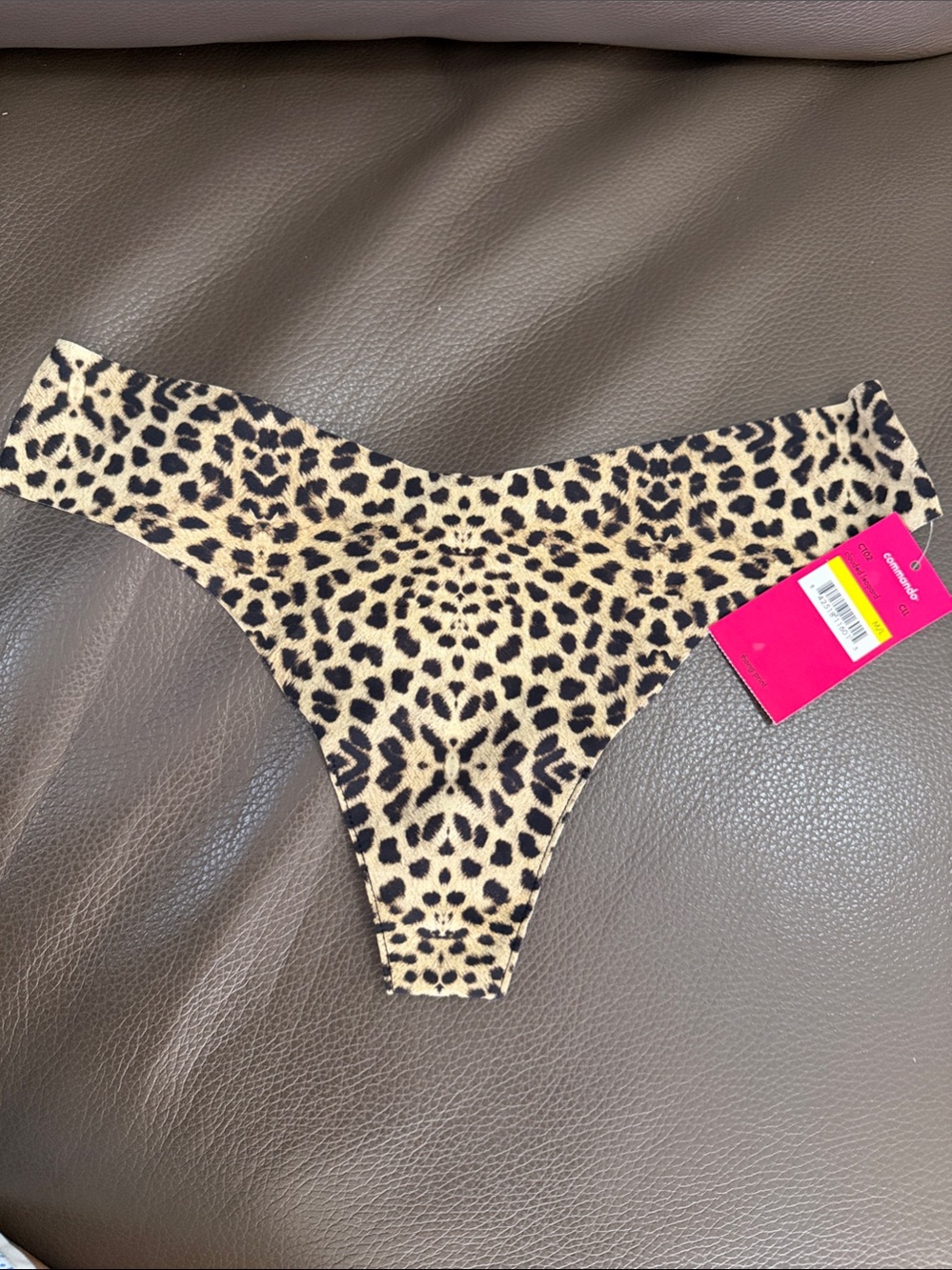 Commando Leopard-Print Seamless Thong - Tan & Black